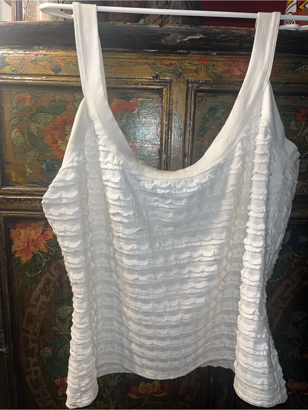 White Ruffled Tank